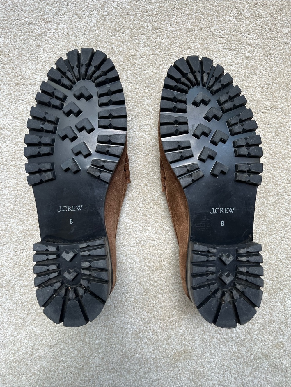 J Crew Winona Lug-Sole Penny Loafers in Brown Suede Size 8 - Picture 7 of 8